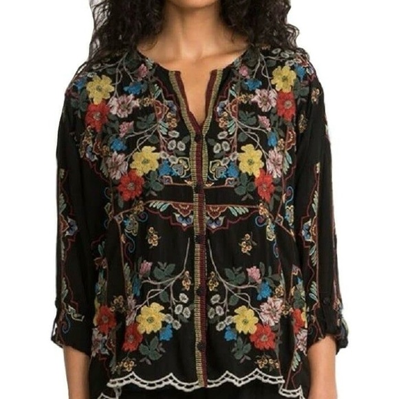 Johnny Was Cabo Button Down Blouse Small.  Like new condition. Fully embroidered - Picture 1 of 10